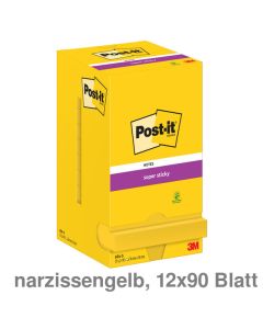 Post-it Haftnotizen "Super Sticky" narzissengelb 76 x 76 mm 12x90Bl.