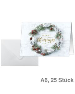Sigel Weihnachtskarte A6 "Christmas Wreath" 25St.