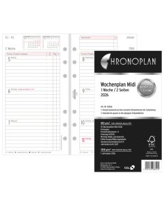 Chronoplan Kalendarium 2026 "Wochenplan Midi" 96 x 172 mm 2 Seiten = 1 Woche