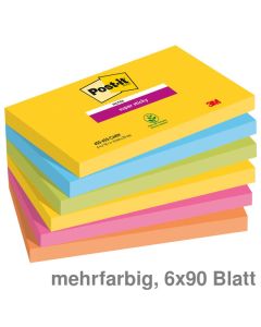 Post-it Haftnotizen "Super Sticky" Carnival mehrfarbig 127 x 76 mm 6x90Bl.