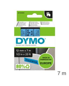 Dymo Schriftband "D1" blau/schwarz 12 mm x 7 m