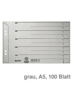 Leitz Trennblätter A5 quer, grau 240 x 150 mm 100Bl.