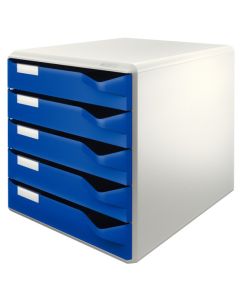 Leitz Schubladenbox blau/grau 5 offene Schübe