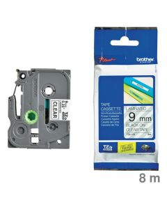 Brother Schriftband "TZe" transparent / schwarz 9 mm x 8 m