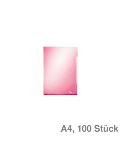 Leitz Sichthüllen A4 "Premium", geklebte Unterkante rot glasklar, 150 my 100St.