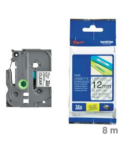 Brother Schriftband "TZe" transparent/schwarz 12 mm