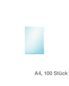 Leitz Sichthüllen A4 "Premium", geklebte Unterkante blau glasklar, 150 my 100St.