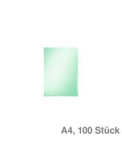 Leitz Sichthüllen A4 "Premium", geschweißte Unterkante grün glasklar, 150 my 100St.