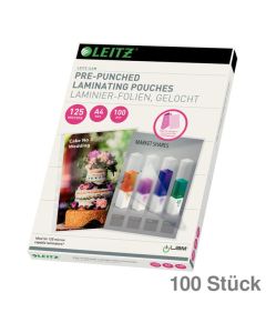 Leitz Laminierfolien "iLAM" A4, mit Abheftstreifen glänzend 125 my 100St.