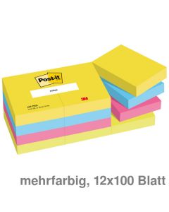 Post-it Haftnotizen "Notes" Energetic mehrfarbig 38 x 51 mm 12x100Bl.