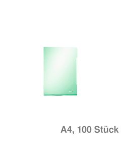 Leitz Sichthüllen A4 "Premium", geklebte Unterkante grün glasklar, 150 my 100St.