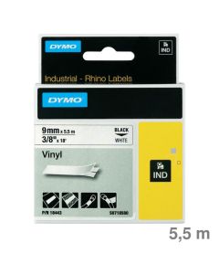 Dymo Schriftband "IND" Vinyl weiß/schwarz 9 mm x 5,5 m