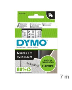 Dymo Schriftband "D1" transparent / schwarz 12 mm x 7 m