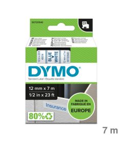 Dymo Schriftband "D1" weiß/blau 12 mm x 7 m