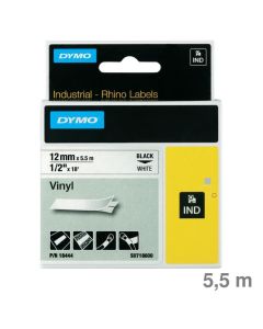 Dymo Schriftband "IND" Vinyl weiß/schwarz 12 mm x 5,5 m