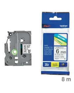 Brother Schriftband "TZe" weiß/schwarz 6 mm x 8 m