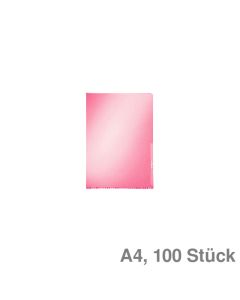 Leitz Sichthüllen A4 "Premium", geschweißte Unterkante rot glasklar, 150 my 100St.