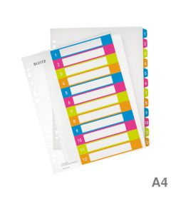 Leitz PP-Register A4 "WOW", 1-12 mehrfarbig 245 x 305 mm