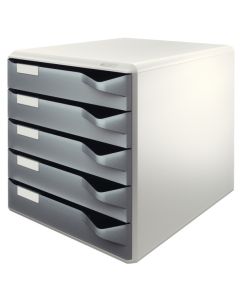 Leitz Schubladenbox dunkelgrau/grau 5 offene Schübe