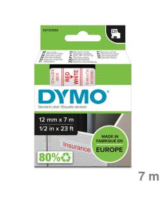 Dymo Schriftband "D1" weiß/rot 12 mm x 7 m