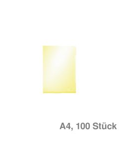 Leitz Sichthüllen A4 "Premium", geklebte Unterkante gelb glasklar, 150 my 100St.