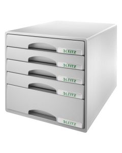 Leitz Schubladenbox "Plus" grau 5 geschlossene Schübe