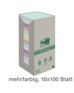Post-it Haftnotizen "Recycling Notes" mehrfarbig 76 x 76 mm 16x100Bl.