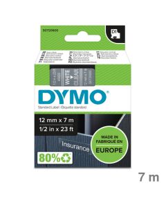 Dymo Schriftband "D1" transparent/weiß 12 mm x 7 m