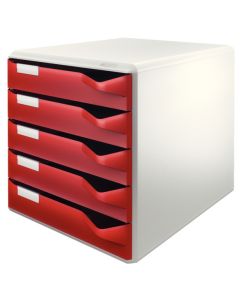 Leitz Schubladenbox bordeaux/grau 5 offene Schübe