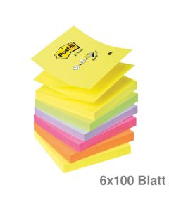 Post-it Haftnotizen "Z-Notes" Neon mehrfarbig 76 x 76 mm 6x100Bl.