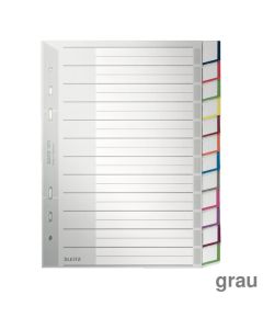 Leitz PP-Register A5, 12-teilig blanko grau 165 x 210 mm