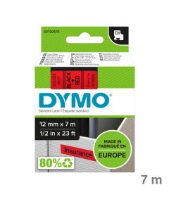 Dymo Schriftband "D1" rot/schwarz 12 mm x 7 m