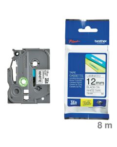 Brother Schriftband "TZe" weiß / schwarz 12 mm x 8 m