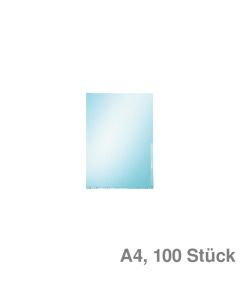 Leitz Sichthüllen A4 "Premium", geschweißte Unterkante blau glasklar, 150 my 100St.