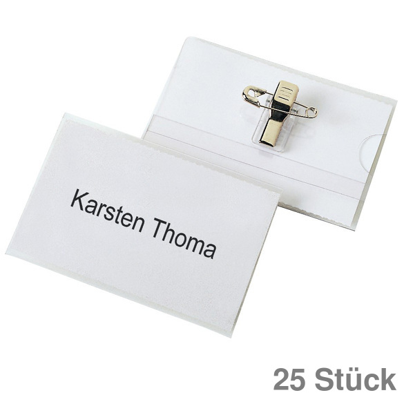 DURABLE Namensschild mit Kombiklemme 40 x 75 mm transparent 5 Schilder